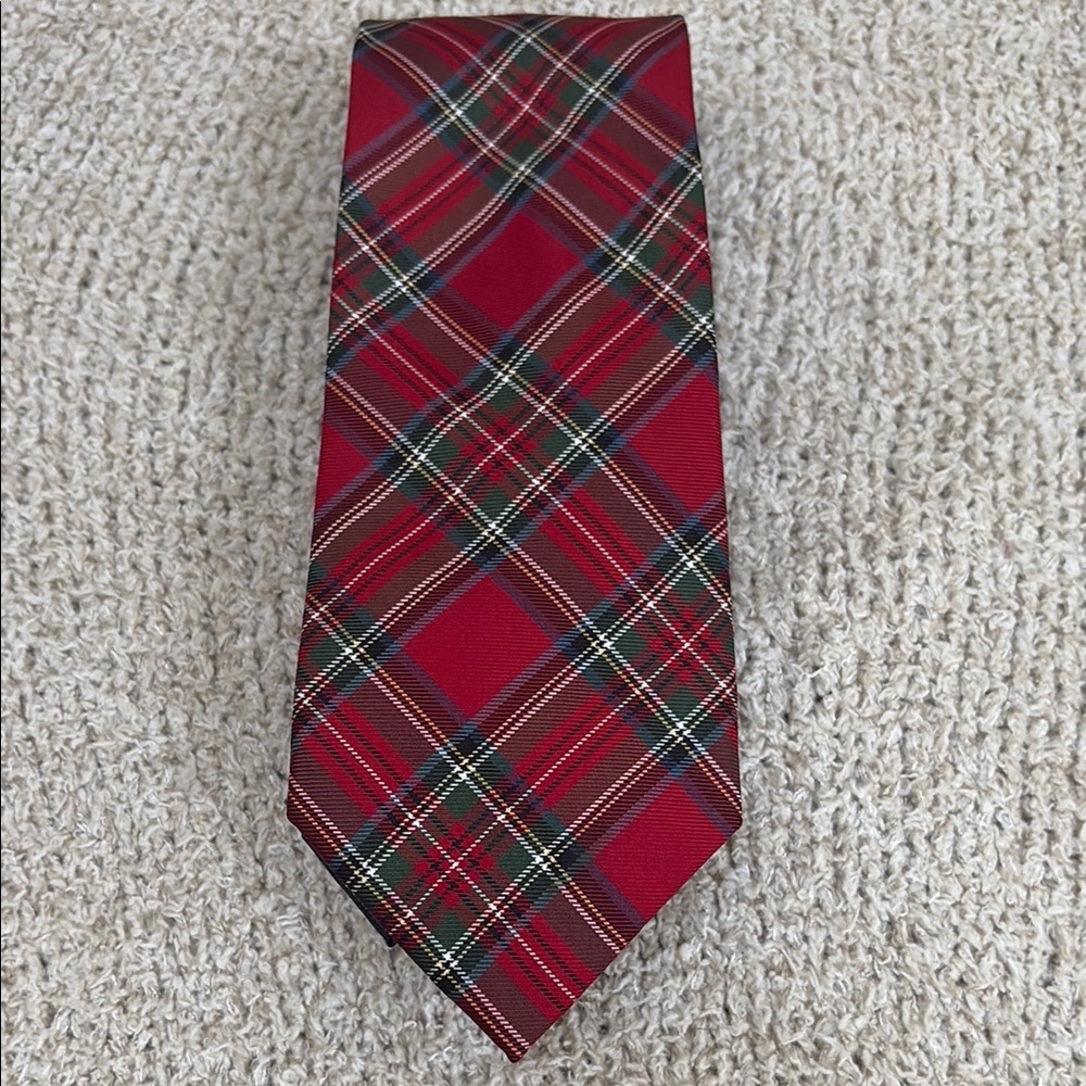 Tommy Hilfiger Red and Green Tartan Silk Tie
